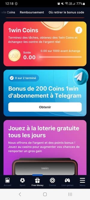 bonus et code promo 1win Afrique