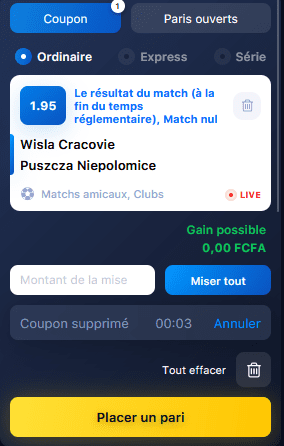 pari simple à 1Win